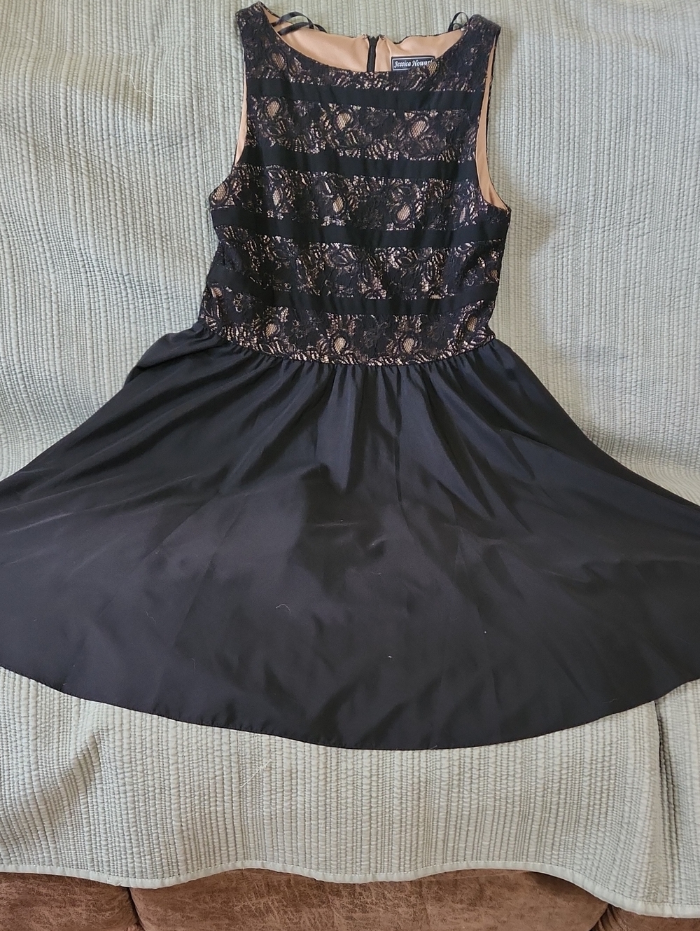 Jessica Howard Black Lace Dress with Nude Lining